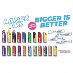 Monster Bars Bar XL 3500 Puffs 5% 7ml Disposable Vape by Jam Monster